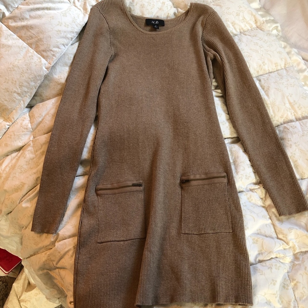 cream dress with zip pockets